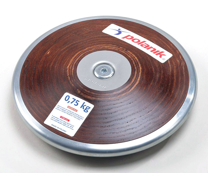 Disk soutěžní z tvrdé překližky - ocelový pozinkovaný okraj , hmotnost 0,75 kg HPD17-0,75-R6