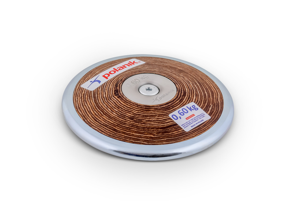 Disk soutěžní z tvrdé překližky - ocelový pozinkovaný okraj , hmotnost 0,6 kg HPD17-0,6-R6