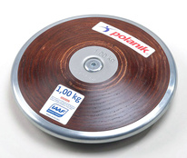 Disk soutěžní z tvrdé překližky - ocelový pozinkovaný okraj , hmotnost 1 kg,certifikace IAAF HPD17-1