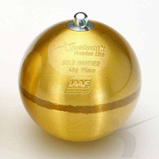 Kladivo soutěžní ocelové  Premium Line – hmotnost 4kg, barva zlatá, certifikace  IAAF I-10-0464 PH-4-G